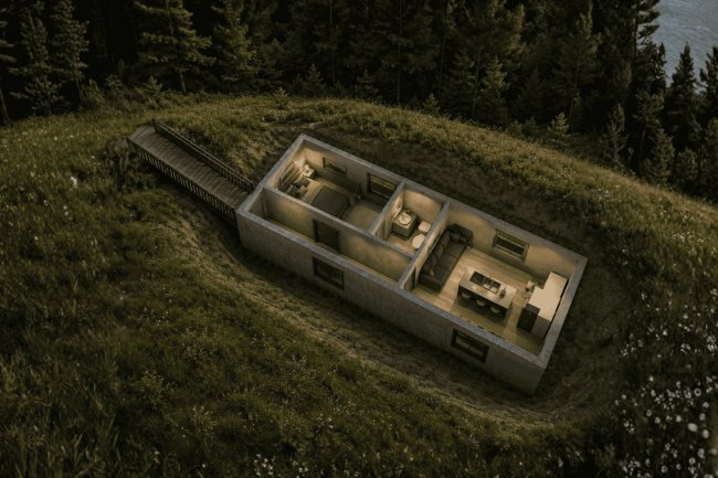 The Bunker – 1 Bedroom Bunker Plan (300 sq. ft.)