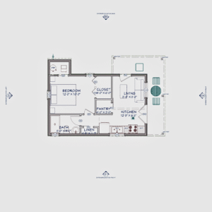 The Sidekick Barndo - 1 Bedroom Modern Barn Home Plan (452.66 sq.ft.)