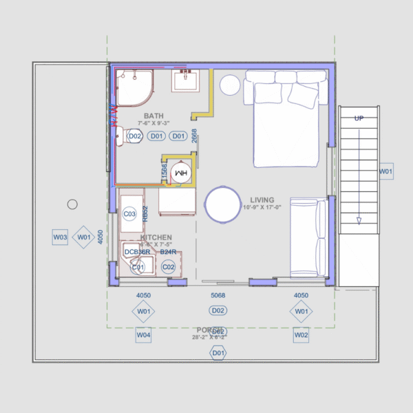The Tower Barndo – 1 Bedroom Modern Barn Home Plan (634.41 sq. ft.)